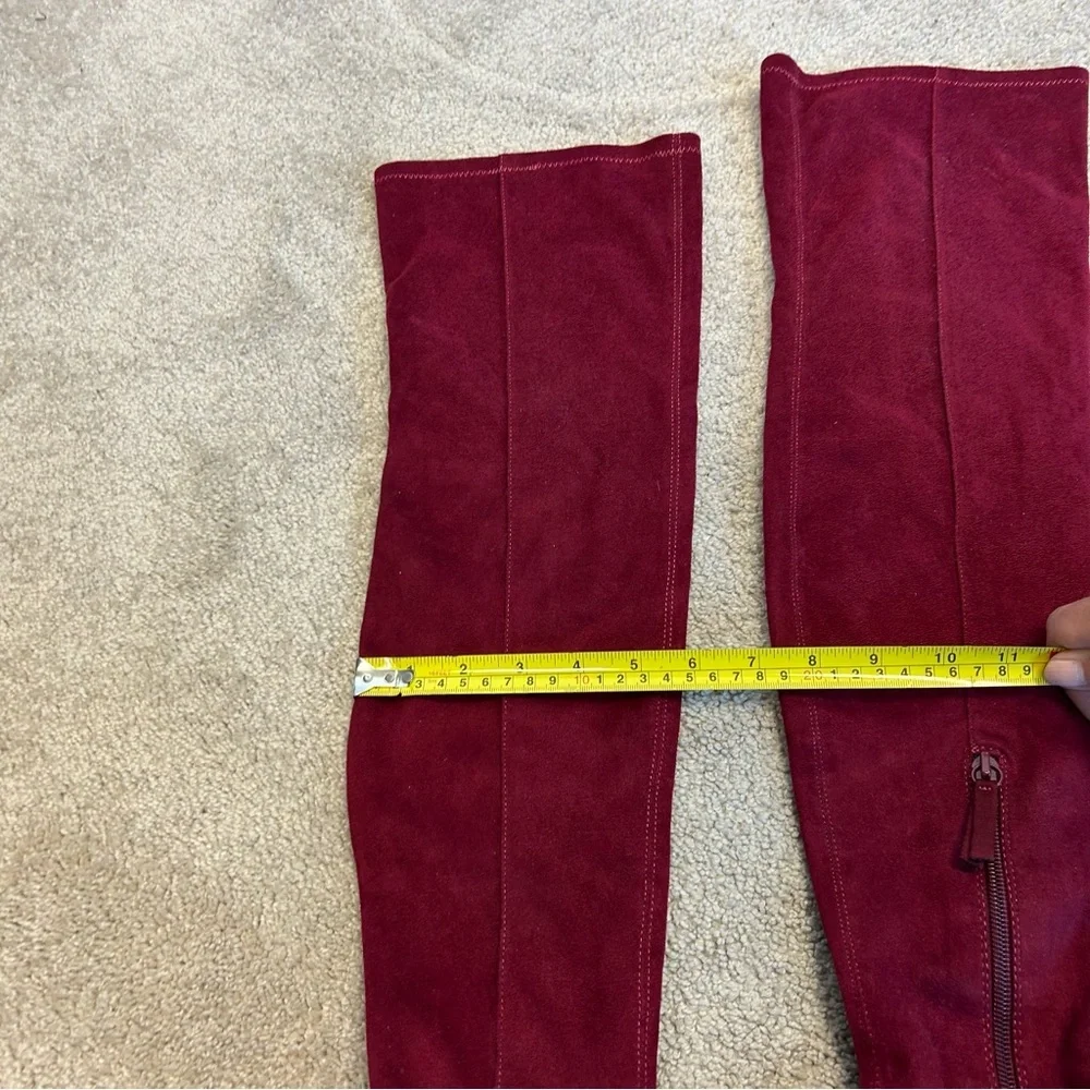 Zara faux Suede Burgundy Red Over Knee High Kitten Heel Pointed boots 6.5 NWT